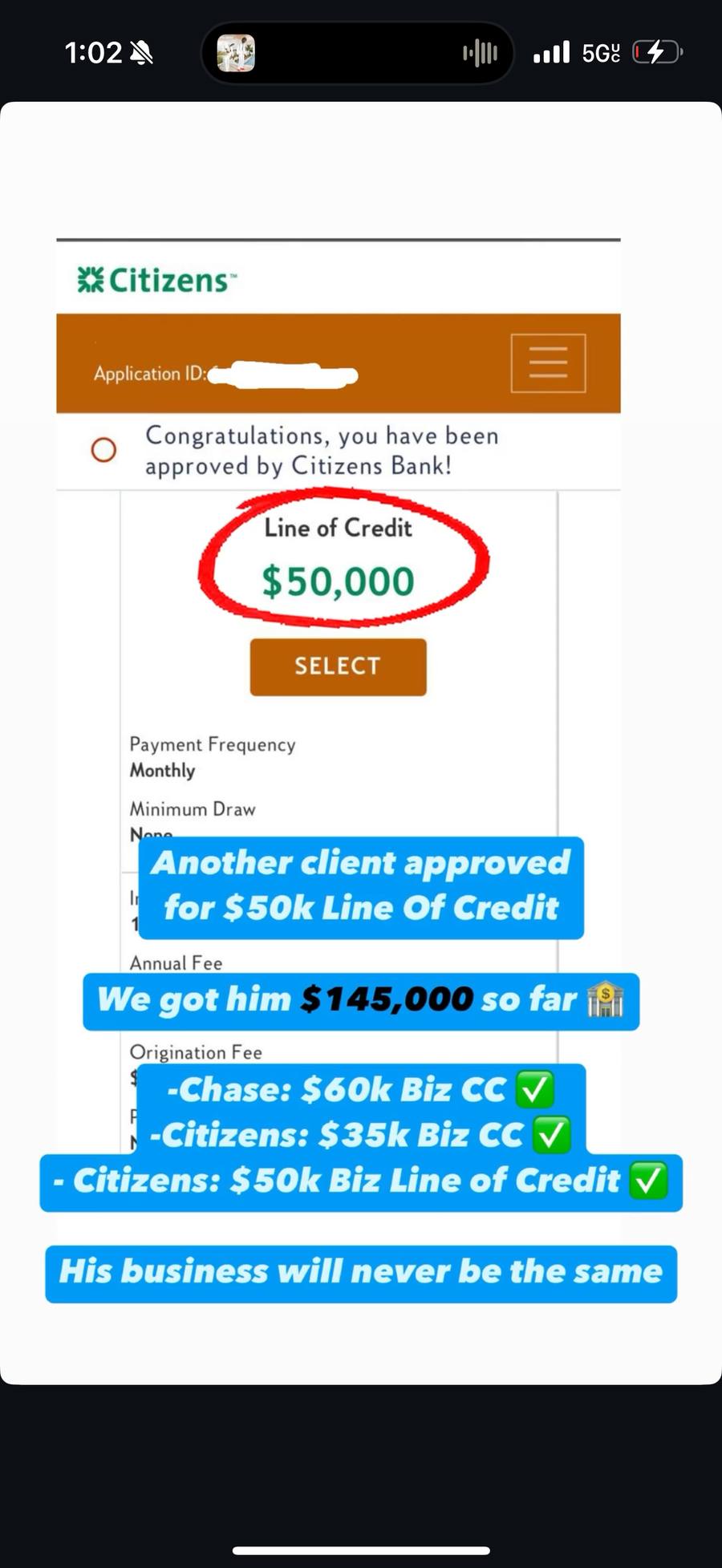 Client approvals totaling $145,000 across Chase and Citizens
